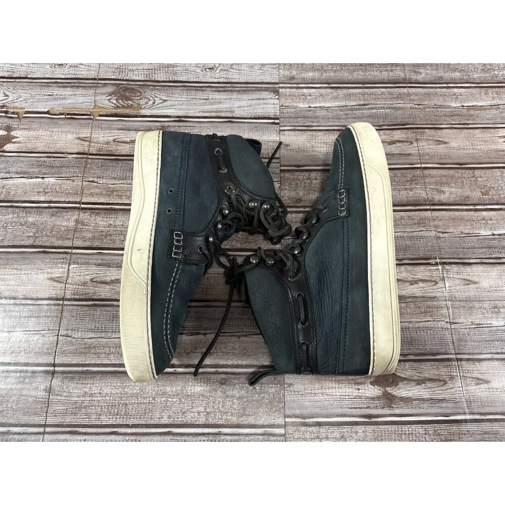 Lanvin High Top suede Sneaker size 10 color blue / black / white - Picture 5 of 8
